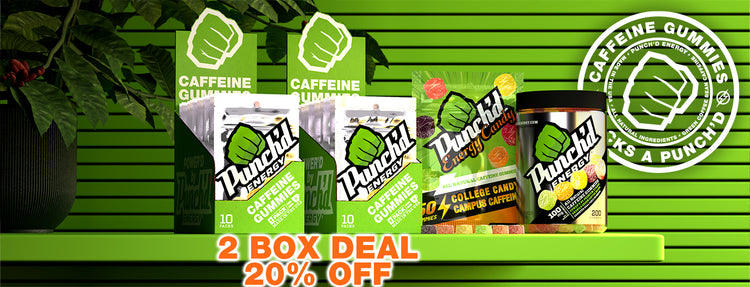 Punch'd Energy - Natural Caffein Energy Gummies - Happy New Year 2025 - 20% Off 2 Boxes