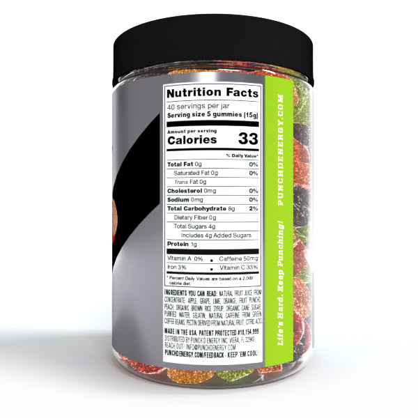Punch'd Energy Jar Nutrition Label