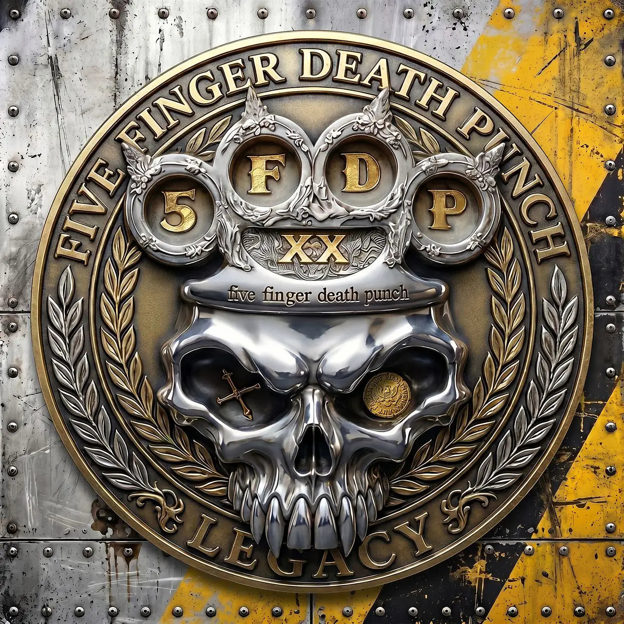 Five Finger Death Punch, Legacy: the XX knuckles medallion album artwork